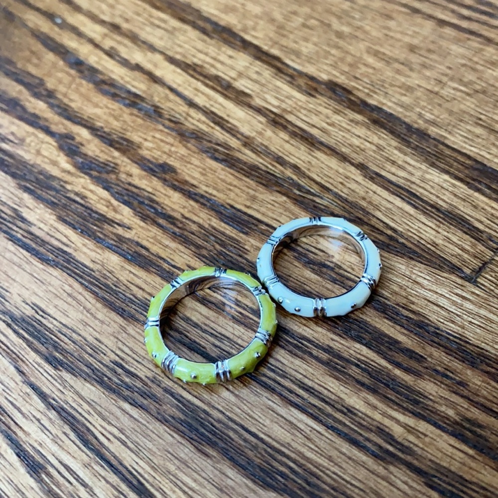 Stackable Rings green & cream & pale orange - Picture 2 of 5